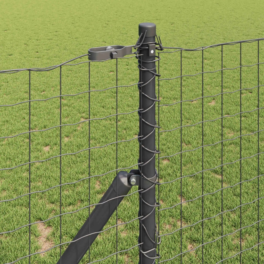 Palo della recinzione 2 pcs Grigio Acciaio Verniciato a Polvere 42012767