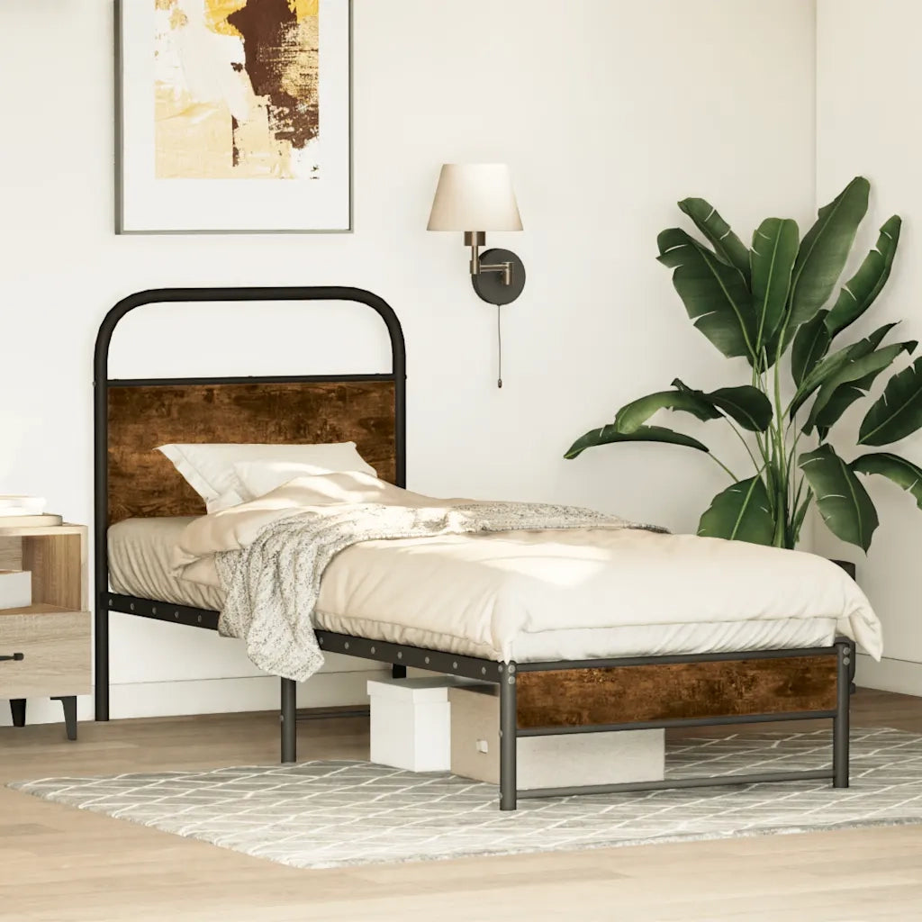 Giroletto senza Materasso-Struttura Letto Rovere Fumo 75x190 cm in Truciolato 454543