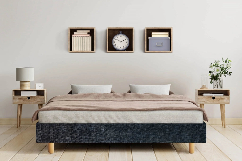 Letto Sommier Matrimoniale 160x190 Rivestito - Resistente fino a 120 Kg per Persona – IGNIFUGO Classe 1M – Colore Grigio