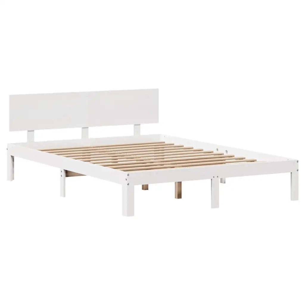 Giroletto con Cassetti Bianco 140x190 cm Legno Massello di Pino
