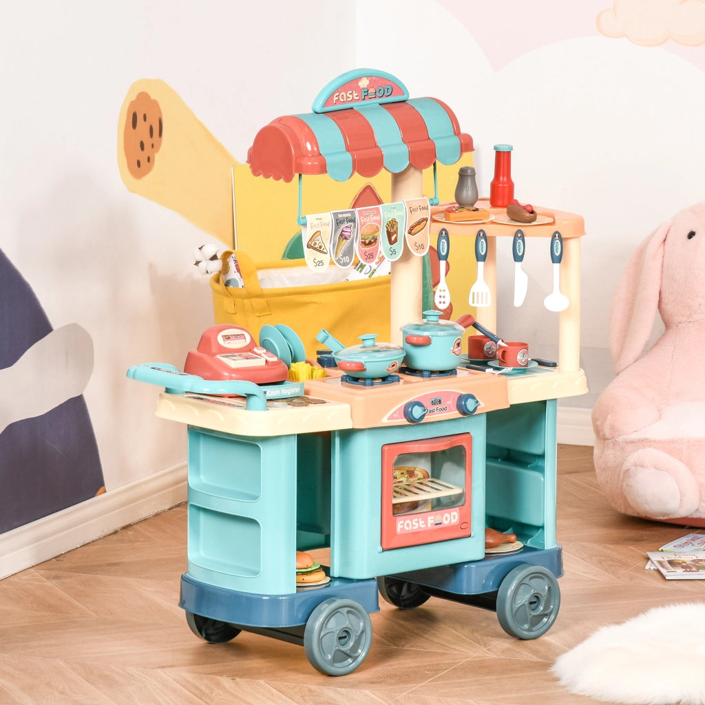 Cucina Giocattolo per Bambini ¨C Xylo ¨C Set con 50 Accessori, Caffetteria e Ristorante, 79.5x33x90.5cm