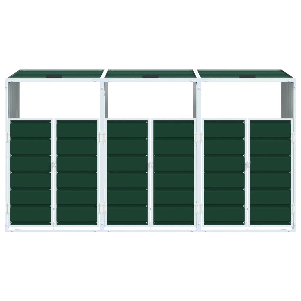 Copribidone con Ruote per 3 Bidoni Verde 216x81x115 cm Acciaio CFW8562525