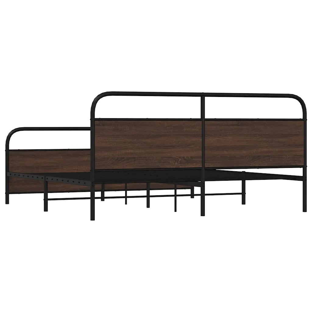 Giroletto senza Materasso in Metallo-Struttura Letto Rovere Marrone 200x200 cm 532820