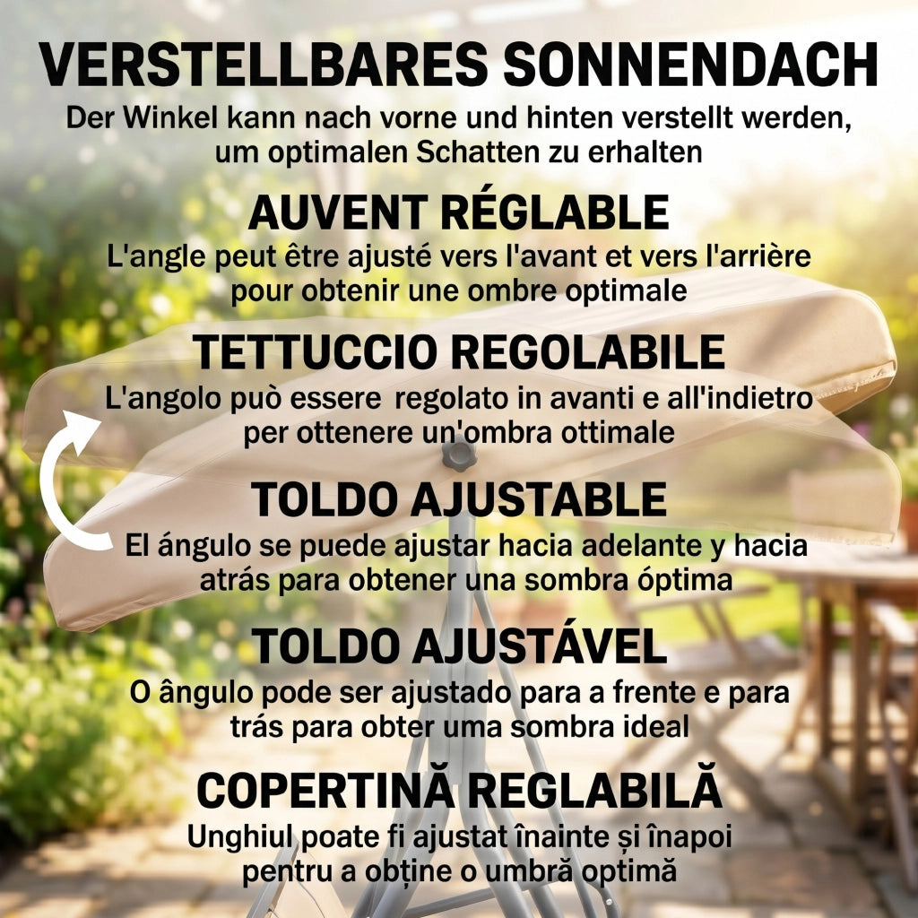 Altalena da Giardino 3 Posti con Tettoia ¨C Minimal ¨C Grigio Acciaio 175x118x159 cm