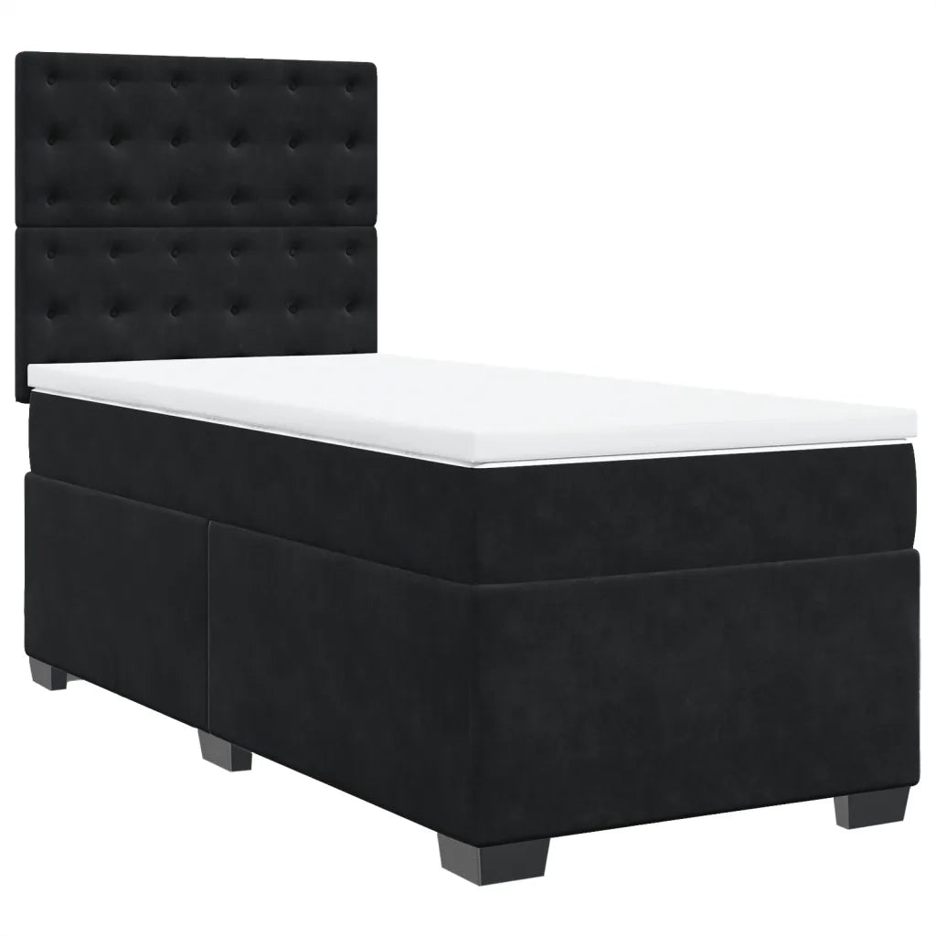Giroletto a Molle con Materasso Nero 90x190 cm in Velluto