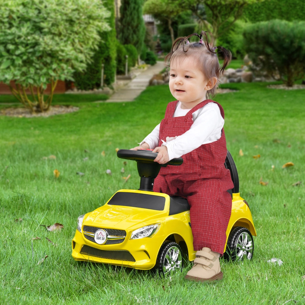 Macchinina Cavalcabile per Bambini ¨C Xylo ¨C Giallo, con Volante Fari e Musiche, 63.5x28x36 cm
