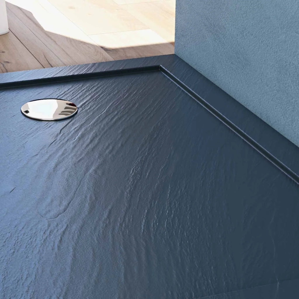 Piatto Doccia Slim 70x170x4 cm Rettangolare Acrilico Bordato Antracite Effetto Pietra mod. Flower