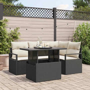 Set Divano da Giardino 5 pcs Nero e crema polyrattan 3348813