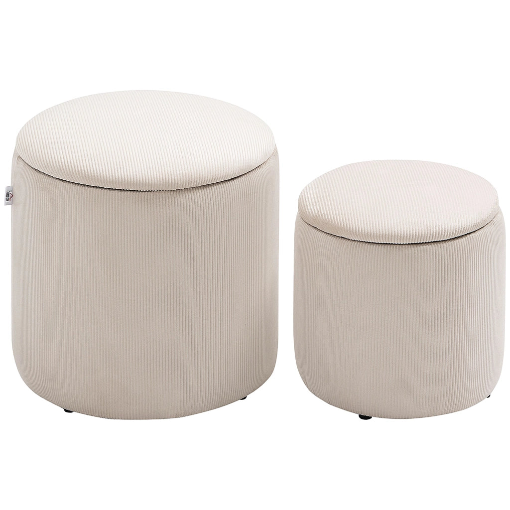 Poggiapiedi in tessuto velluto ¨C Minimal ¨C crema, ?40 e ?30 cm