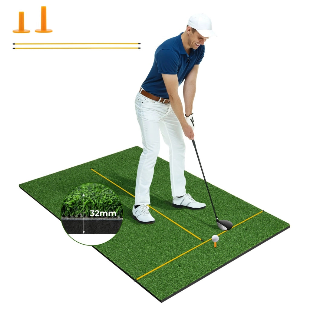Tappetino golf con 2 punte da golf 2 astine di allineamento fori preforati, Tappetino in erba sintetica 152x92x3,2cm-Golf