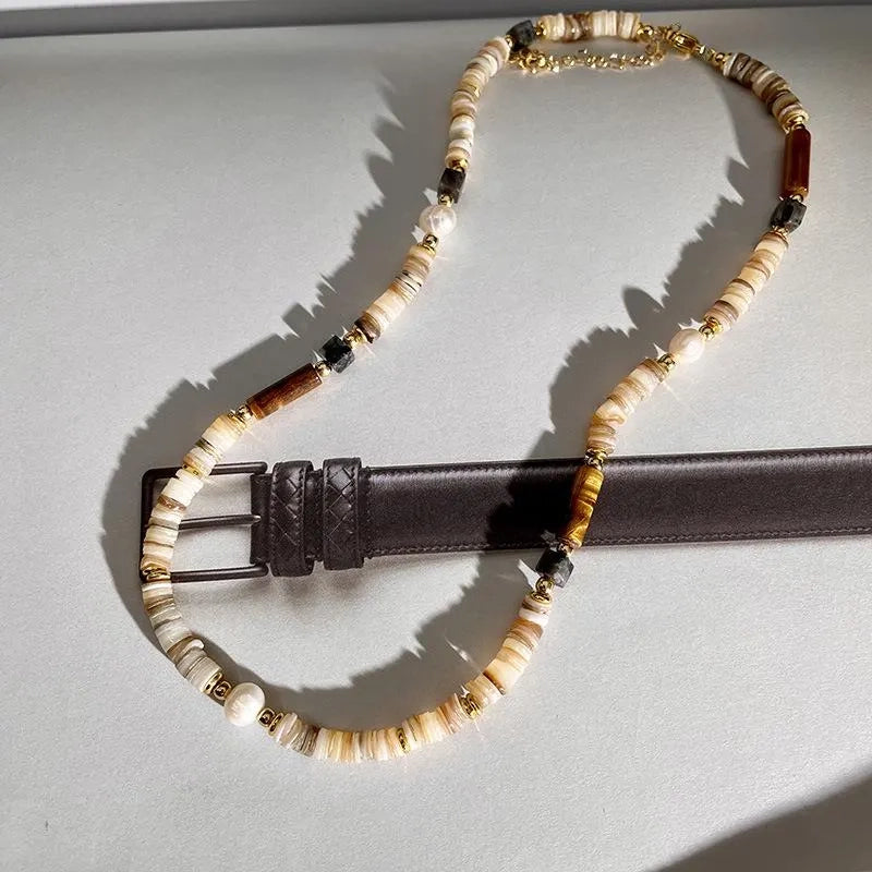 Collana vintage fatta a mano con perline di pietra naturale, regalo di Natale per donna, regalo di compleanno