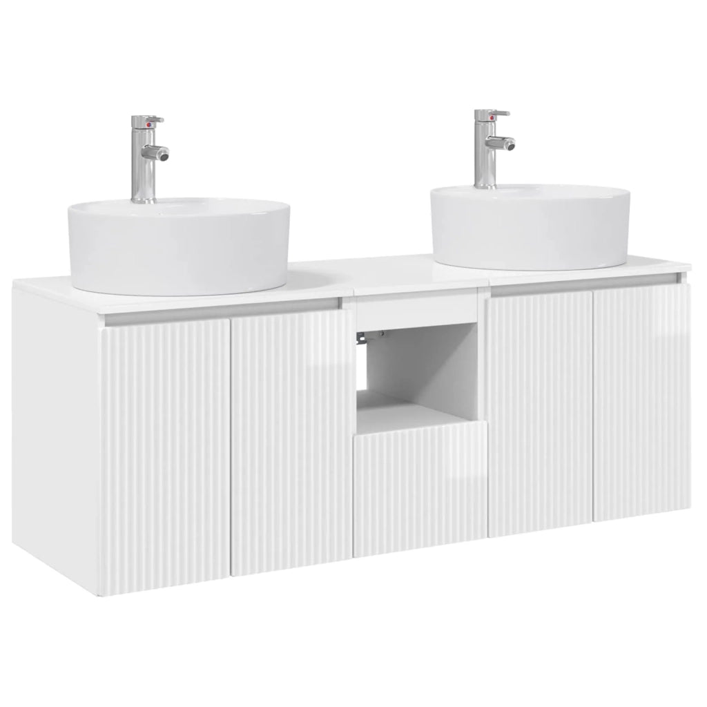Set di Armadi da Bagno 3 pz Bianco Lucido 49,5 x 44,5 x 65 cm 3405681