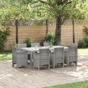 Set da Pranzo per Giardino 9 pcs Grigio chiaro Polipropilene