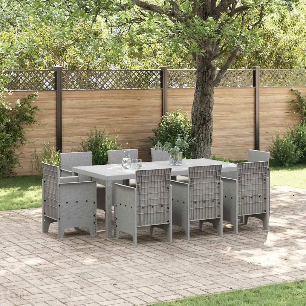 Set da Pranzo per Giardino 9 pcs Grigio chiaro Polipropilene