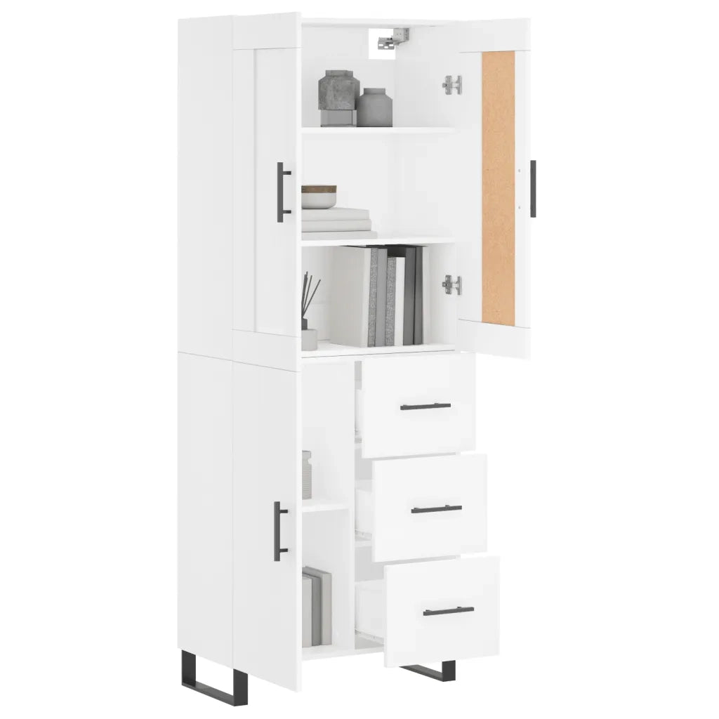 Credenza | Madia | Buffet da pranzo | Armadio da pranzo Bianca 69,5x34x180 cm in Legno Multistrato
