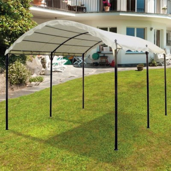 Gazebo Onda 3x4 con telo, struttura in metallo grigio, per arredo giardino