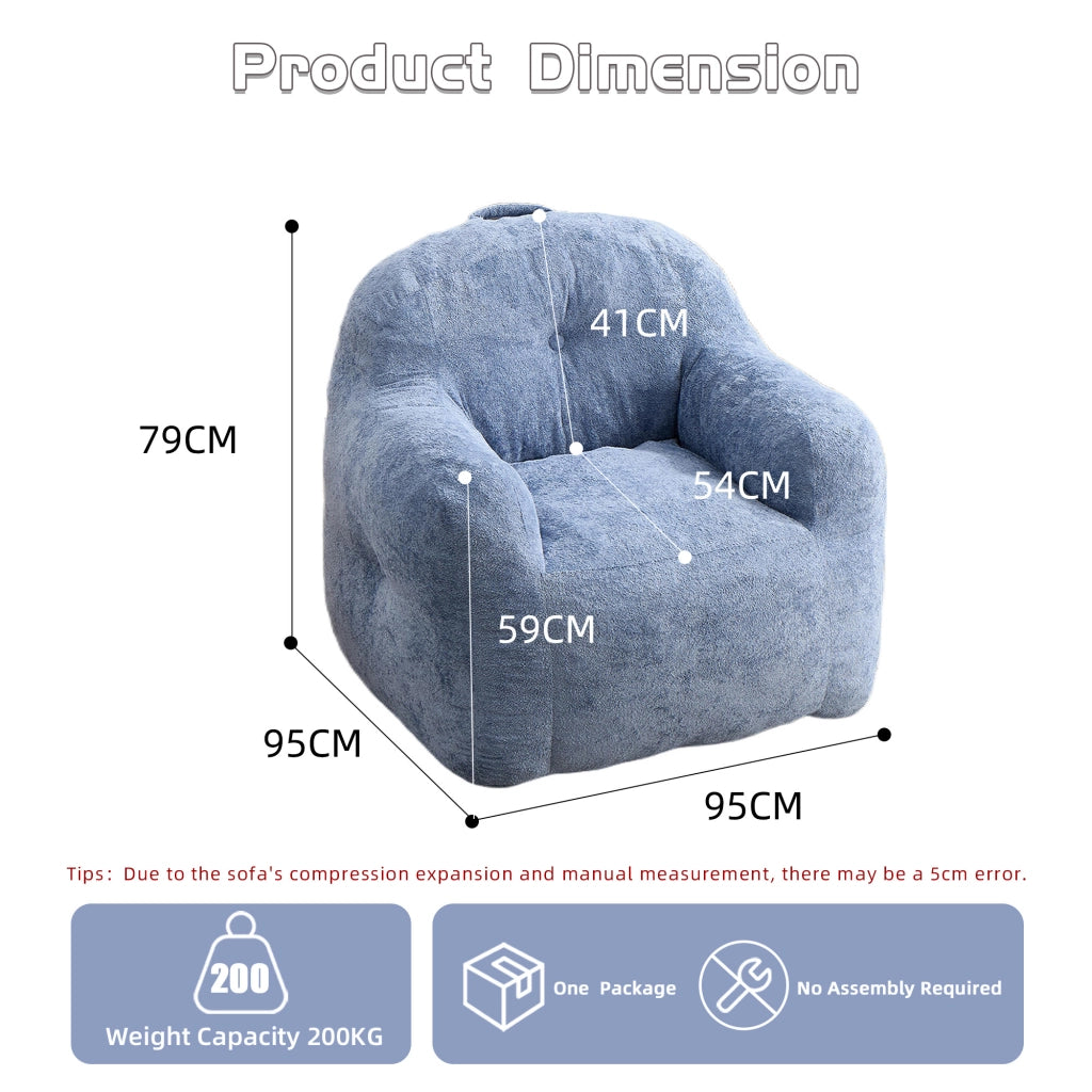 Poltrona Pouf con Braccioli ¨C Minimal ¨C Finta Pelliccia, Blu