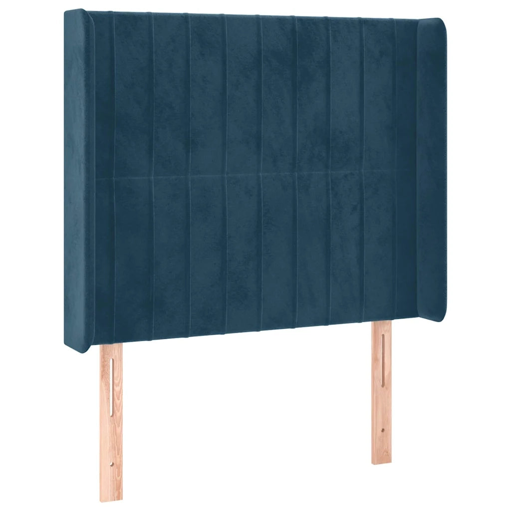 Testiera | Testata ad Orecchio Blu Scuro 83x16x118/128 cm in Velluto
