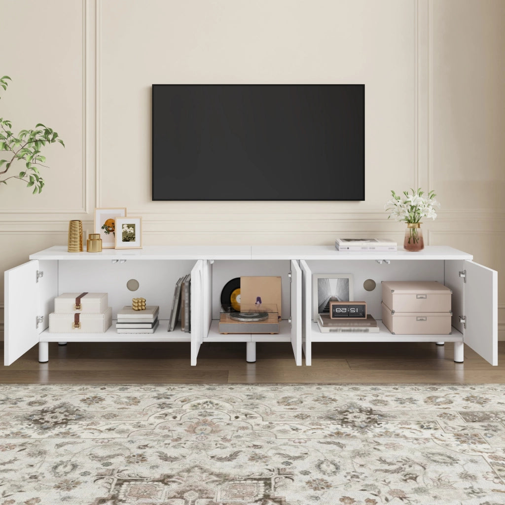 Lowboard TV bianco in MDF; lunghezza 180 cm