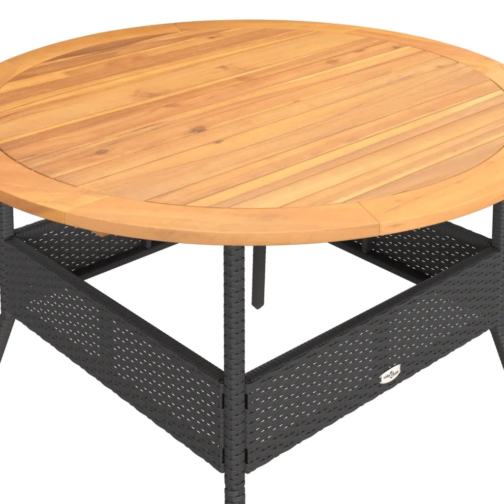 Tavolo Giardino Piano Legno Acacia Nero Ø110x71 cm Polyrattan 368625