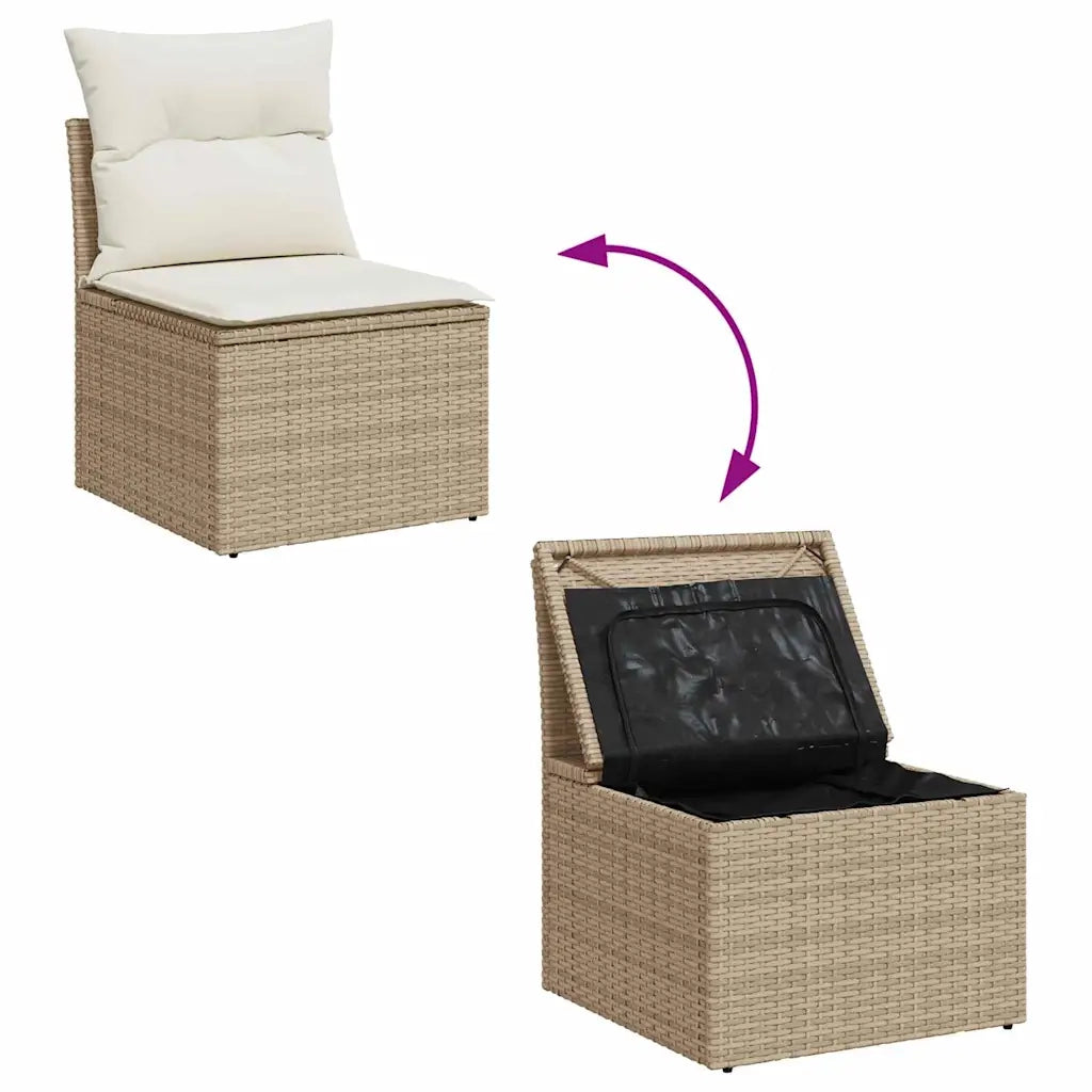 Set Divano da Giardino con cuscino 10 pcs Beige Poly Rattan 3364851