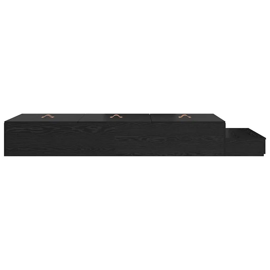 Struttura letto con contenitore con cassetto-Giroletto con contenitore Rovere Nero 90 cm 196158