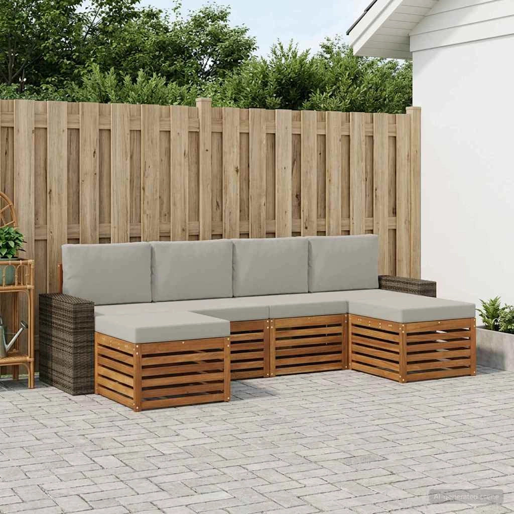 Set di divani da esterno 6 pz Naturale e Grigio Chiaro 3384697