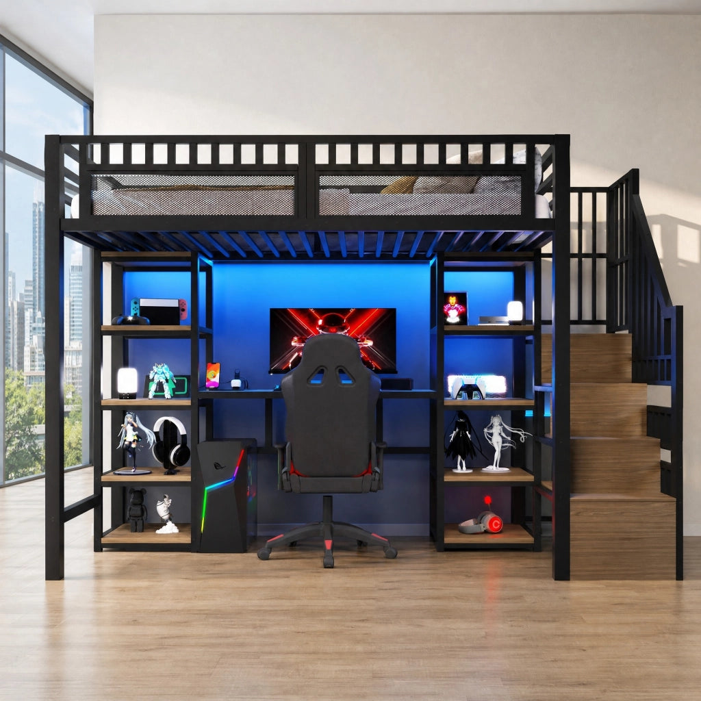 LETTO a soppalco con scrivania 90x200 cm metallo nero