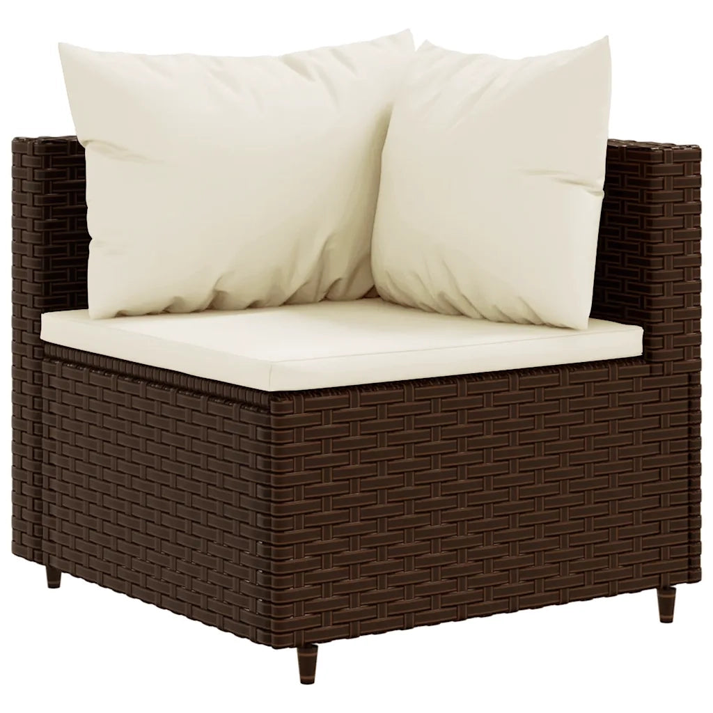 Set Mobili da Giardino 6pz con Cuscini in Polyrattan Marrone