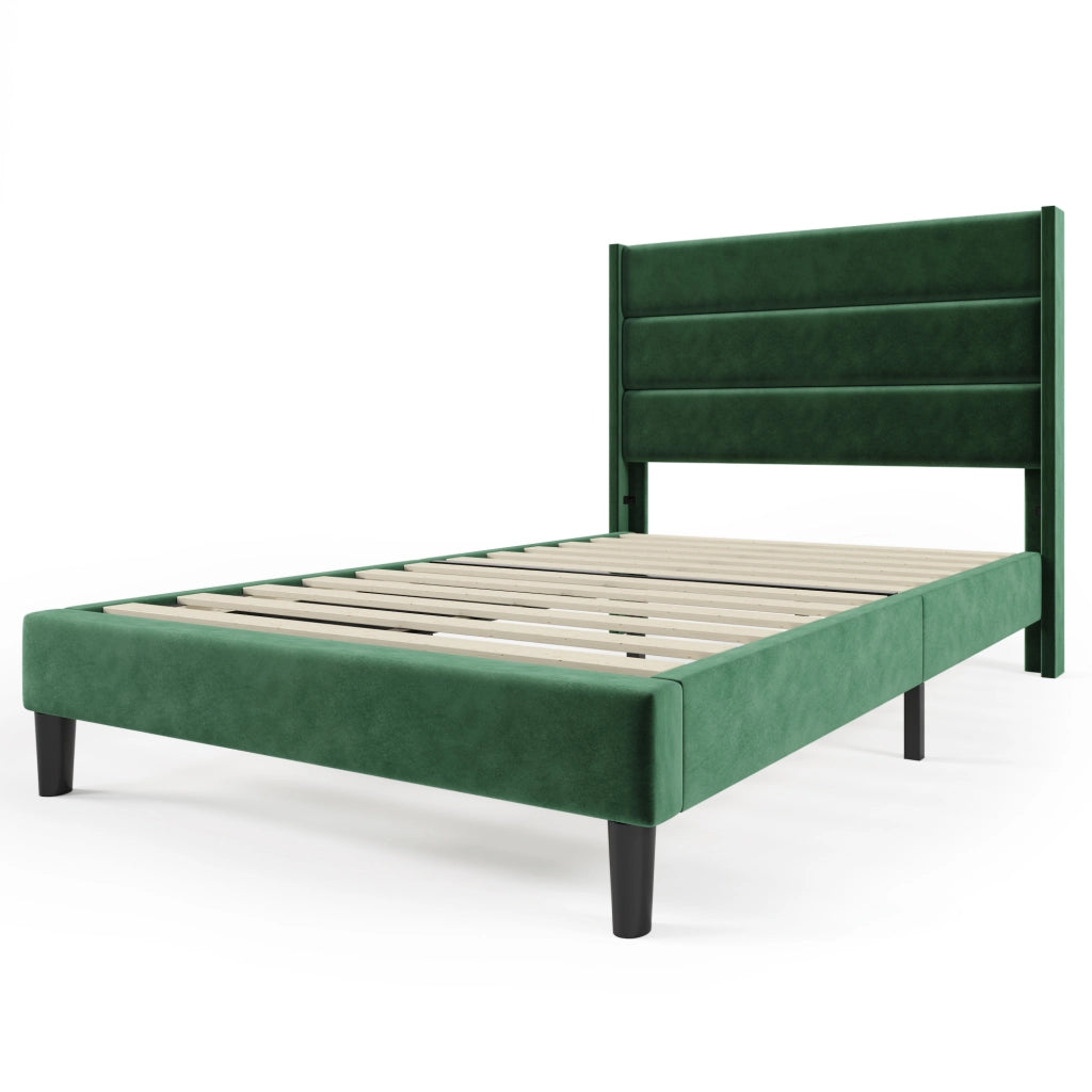 letto imbottito velluto verde 90 x 200 cm