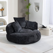 POLTRONA Relax 108x108x52 cm in Chenille Nera con Braccioli