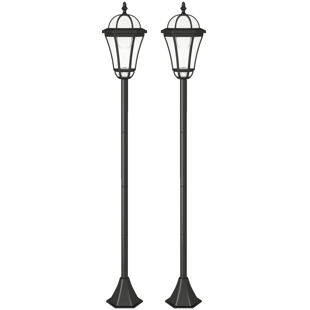 Set 2 Lampioni Solari per Giardino con 2 LED e Accensione Automatica. Nero