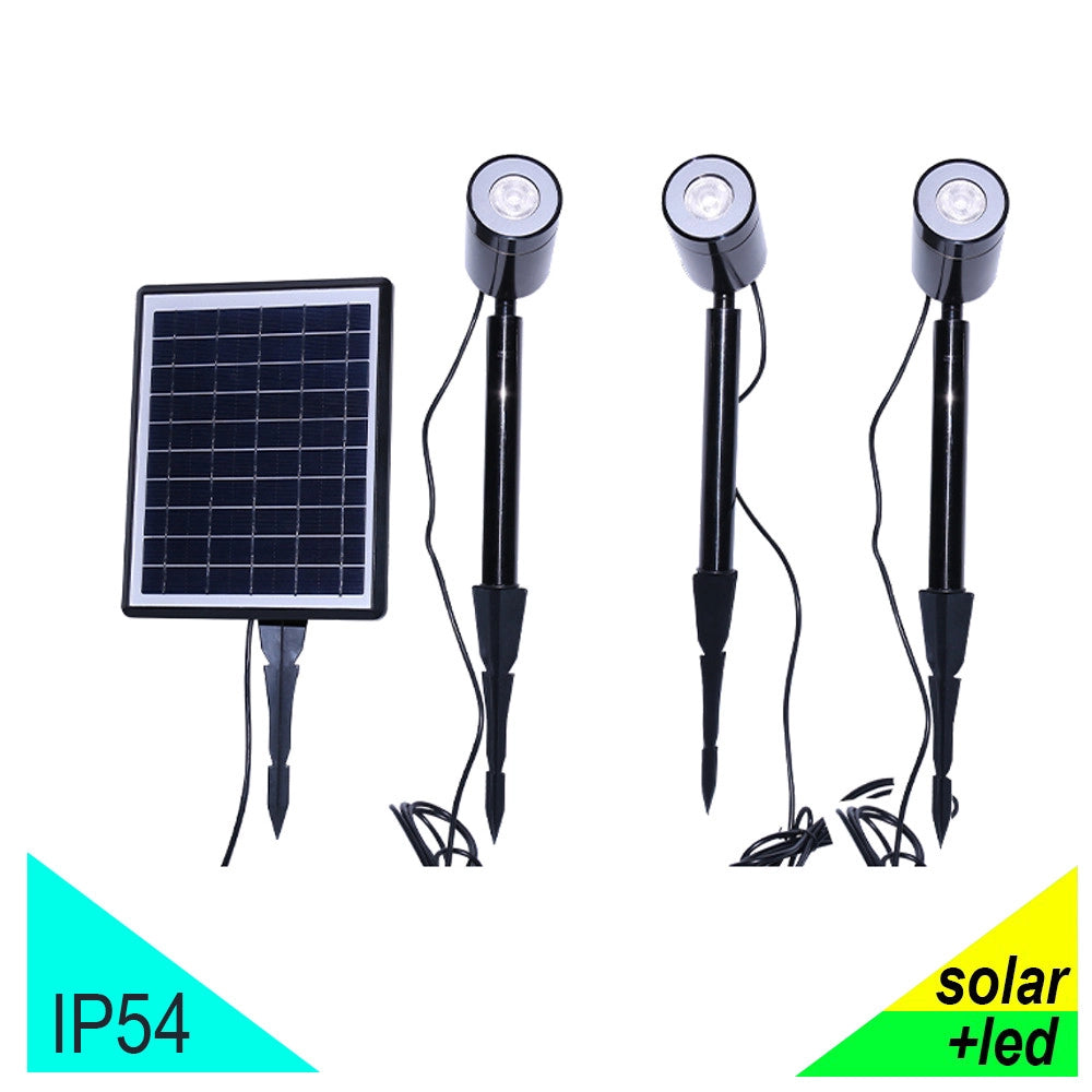 TECHNO Kit 3 Faretti Solari Led 600 Lm Con Picchetto e Pannello Incluso