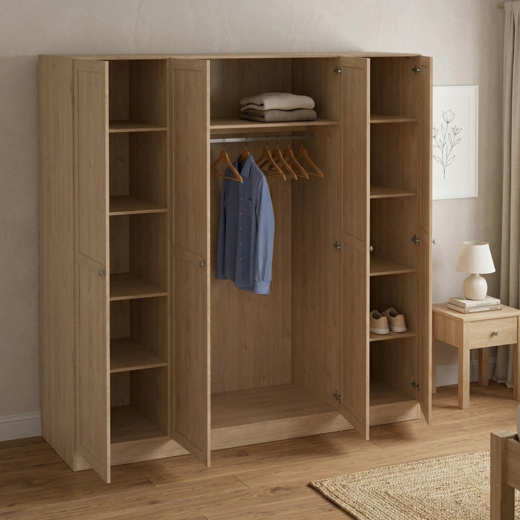 Guardaroba grande Presidenti, Mobile camera da letto, Cabina armadio portabiti, Armadio appendiabiti, 196x62 h200 cm, Rovere