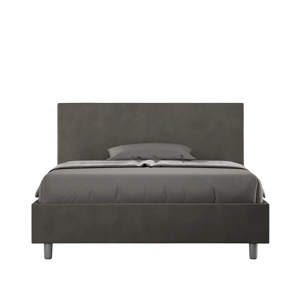 BS COM Letto una piazza e mezza contenitore imbottito 130x210 microfibra grigio