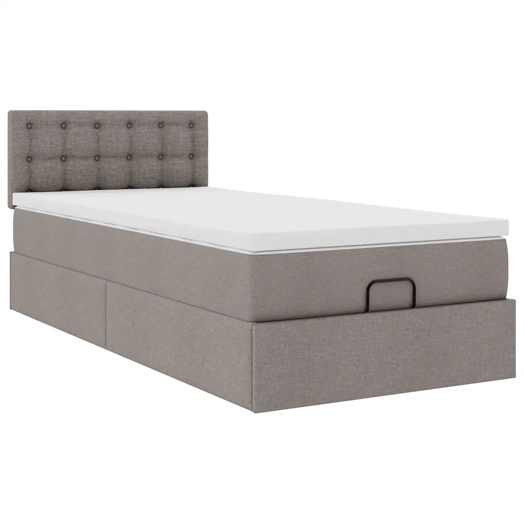 Struttura Letto Pouf con Materasso Tortora 80x200 cm in Tessuto