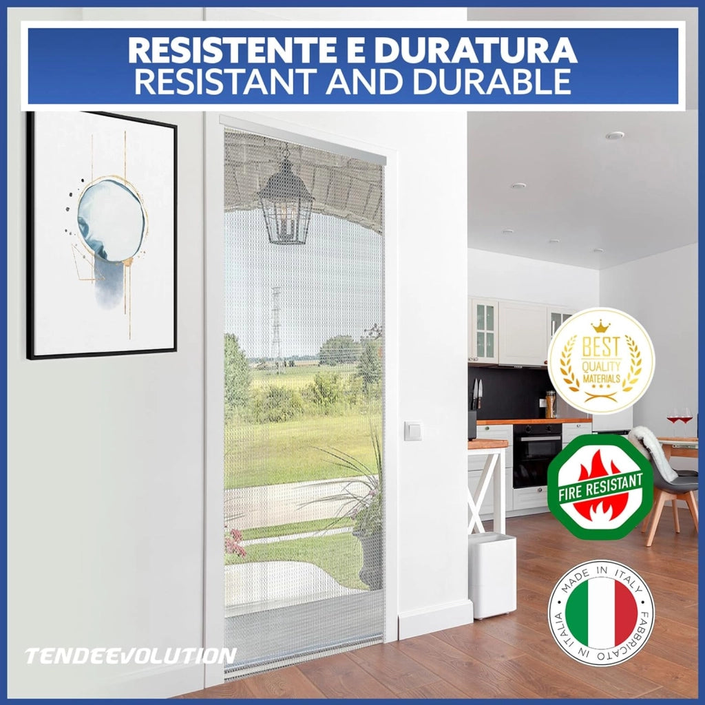 Tenda Catena Antimosche Alluminio Verde | Largh. 1m x Alt. 2,20m | Protezione Insetti, Porta, Esterno, Interno, Casa, Ufficio