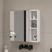 [Mobiletto a specchio da parete semplice] 55 ¡Á 56 cm, montaggio a parete, pannello in HDF bianco + anta in vetro a specchio di sicurezza, vano conteni