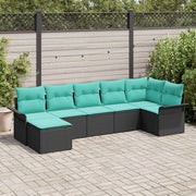 Set Divano da Giardino con cuscino 7 pcs Nero polyrattan 3345456