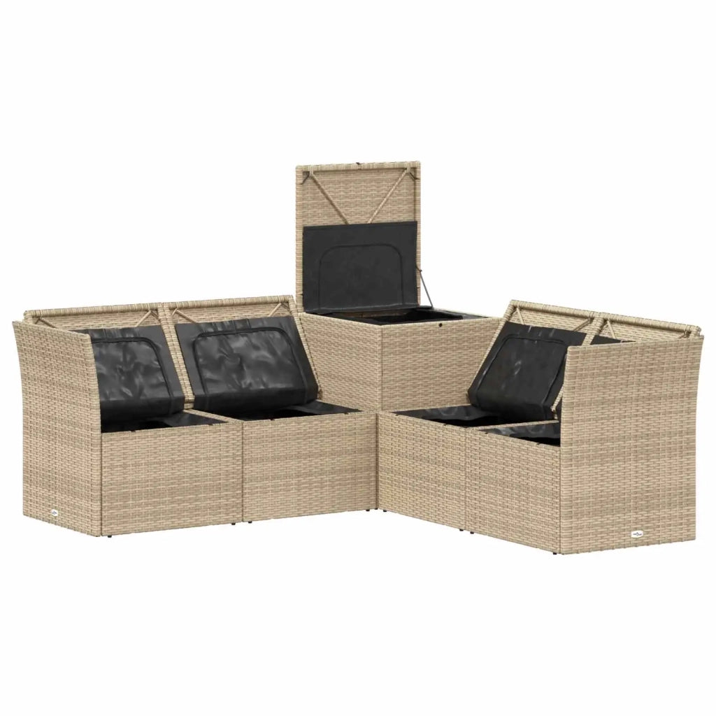 Set di divani 5 pz Beige e Bianco Crema 3447844