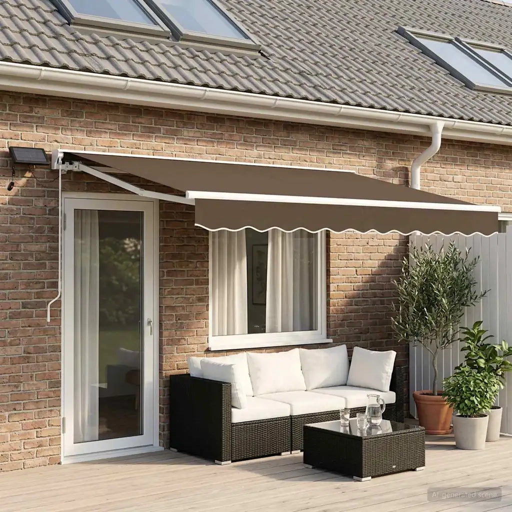 Cornice per Tenda Manuale con LED Tortora 5 x 3 m 3426395