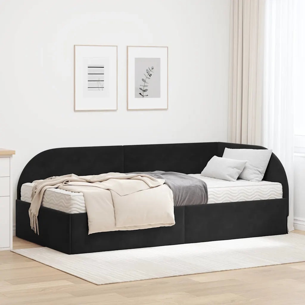 Struttura Letto Angolare con Materasso 2 pcs Nero Velluto 3394179