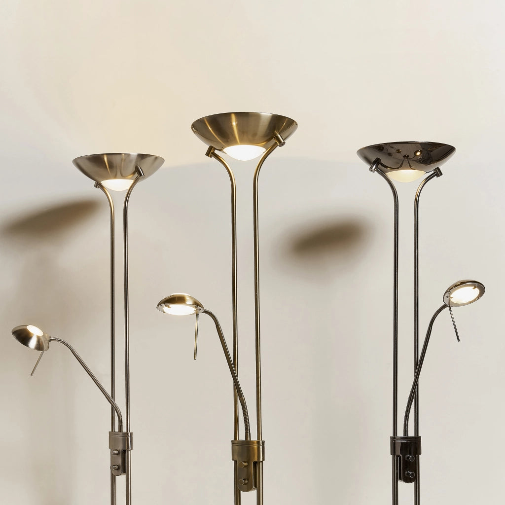 Lampada da terra Rome Endon nero cromo doppia dimmer