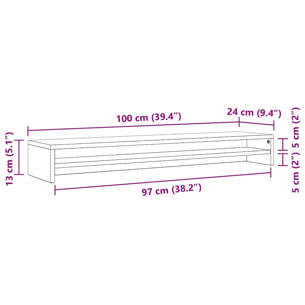 Supporto Monitor Rovere Sonoma 100x24x13 cm Legno Multistrato 800336