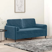 Divano a 2 Posti con Cuscini-Sofa 2 Posti con Cuscini Blu 140 cm in Velluto 110943