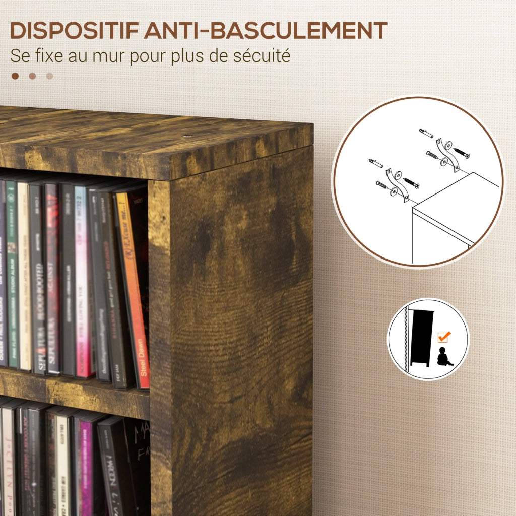 Armadio per CD con 12 compartimenti ¨C zephmum ¨C marrone 21x22.5x88.5 cm