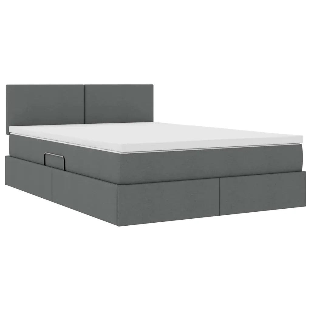 Letto con contenitore e LED Grigio scuro 140 x 190 cm Tessuto 3371080
