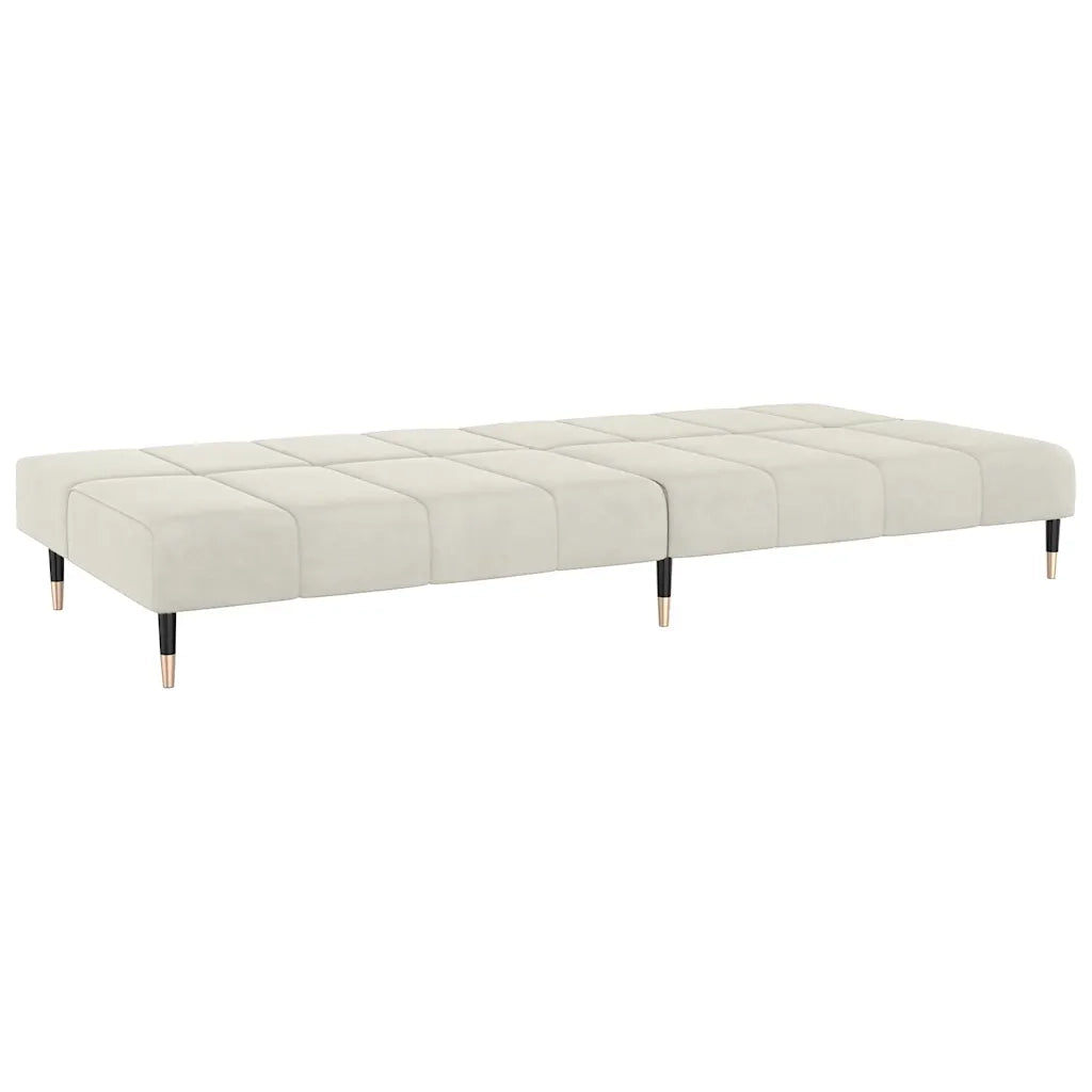 Divano Letto a 2 Posti Crema in Velluto 375883