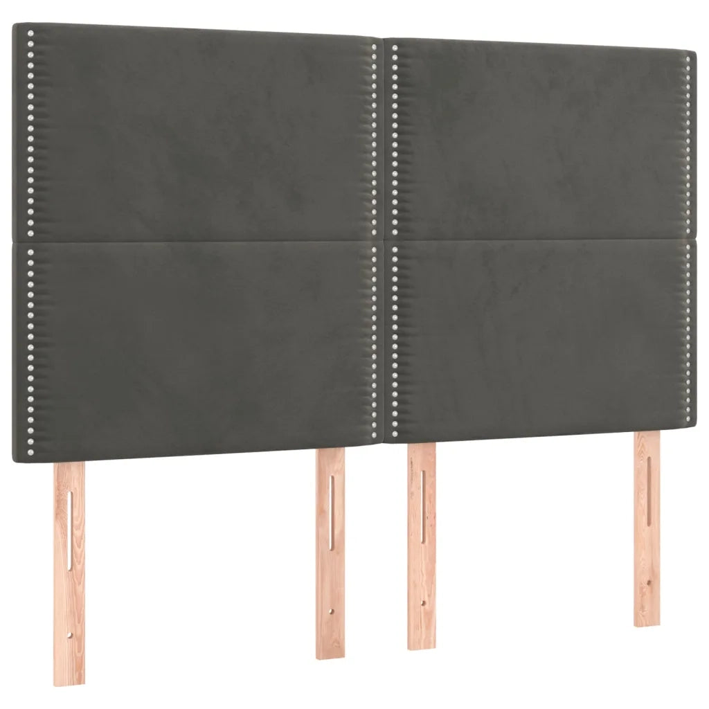 Giroletto a Molle con Materasso Grigio Scuro 140x200 cm Velluto 3137786