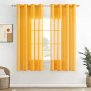 Velo di tenda - Trasparente Lino - Set da 2 - Giallo - 140 x 160 cm